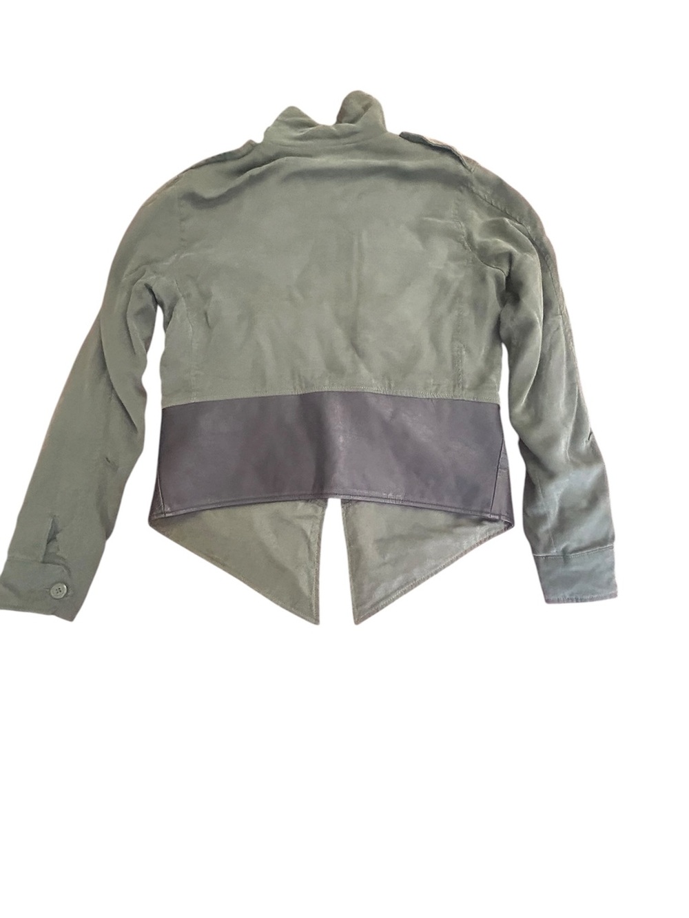 Dakota Collective NWT Military Utility Jacket Size M Asymmetric Faux Leather Hem - Picture 7 of 7